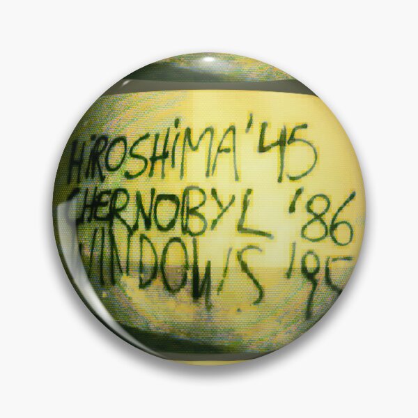 Item preview, "CATASTROPHES" HIROSHIMA '45 CHERNOBYL '86 WINDOWS '95 SCHIZOPOSTING GRAFFITI 1999 POMO ART TRIBLEND-(GREEN)TEE--DRAWSTRING-SOCKS-ACRYLIC-CLOCK designed and sold by CARTOONETELIER.