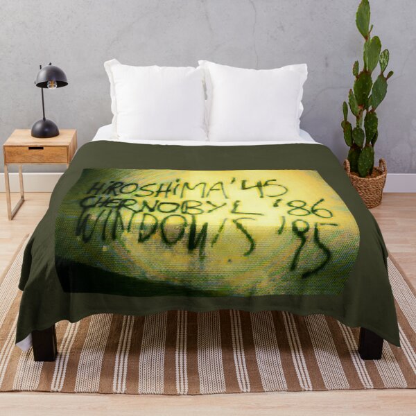 Item preview, "CATASTROPHES" HIROSHIMA '45 CHERNOBYL '86 WINDOWS '95 SCHIZOPOSTING GRAFFITI 1999 POMO ART TRIBLEND-(GREEN)TEE--DRAWSTRING-SOCKS-ACRYLIC-CLOCK designed and sold by CARTOONETELIER.
