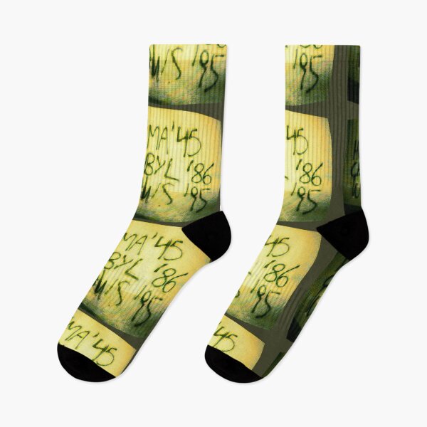 Item preview, "CATASTROPHES" HIROSHIMA '45 CHERNOBYL '86 WINDOWS '95 SCHIZOPOSTING GRAFFITI 1999 POMO ART TRIBLEND-(GREEN)TEE--DRAWSTRING-SOCKS-ACRYLIC-CLOCK designed and sold by CARTOONETELIER.