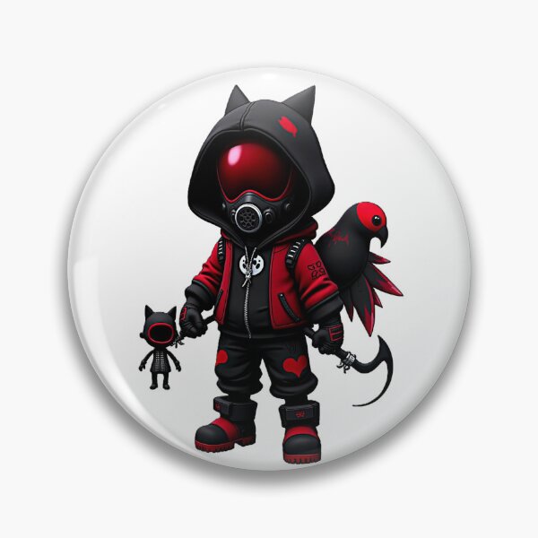 Item preview, Cyber Cat Ninja – Dark Kawaii Assassin with Red Raven & Scythe designed and sold by Dark-Circuit-Haven.