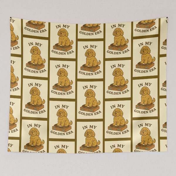 Item preview, Retro golden doodle on record player designed and sold by CariRedd.