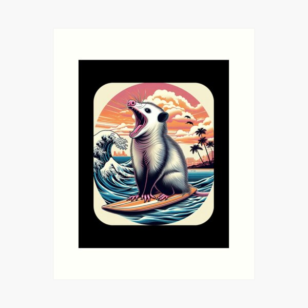 Aperçu de l'œuvre Ozzie l'opossum – Tropical Breakdown créée et vendue par BlushinBloomCo.