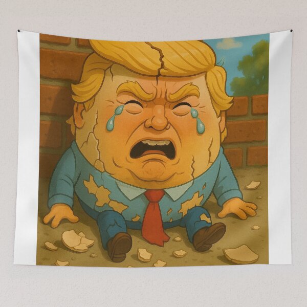 Item preview, Humpty Wall Fall – Satirical Cartoon of a Cracked Political Figure designed and sold by lapart.