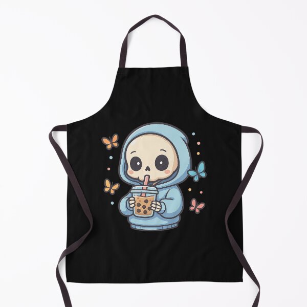 Item preview, Chibi Skeleton in Oversized Hoodie with Bubble Tea – Kawaii Goth Streetwear Vibes designed and sold by ColorSplash123.