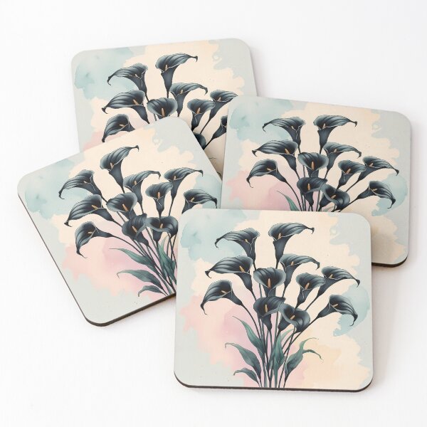 Item preview, Black Calla Breeze – Watercolor Elegance designed and sold by Mos Thainique.