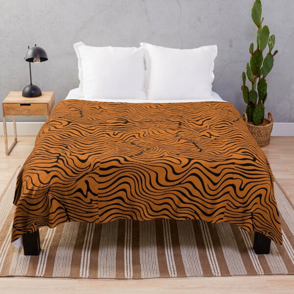 Item preview, Psychedelic Zebra Tiger Stripe Pattern in Orange and Black – Bold Retro Animal Print designed and sold by weirdfishes123.