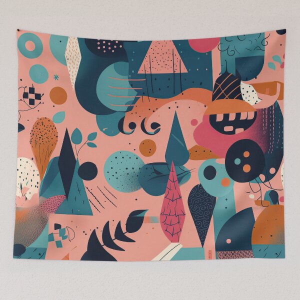 Item preview, Playful Abstract Geometric Pattern in Bold Retro Colors designed and sold by PaintbrushPlace.