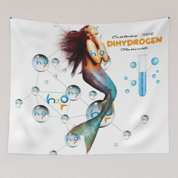 Item preview, Dihydrogen Monoxide Mermaid Art – Psychedelic Ocean Fantasy with H2O Molecule & Satire designed and sold by GraphixKing999.
