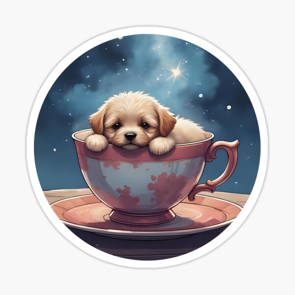 Item preview, A cute Cavoodle in a teacup designed and sold by thespiritgarden.
