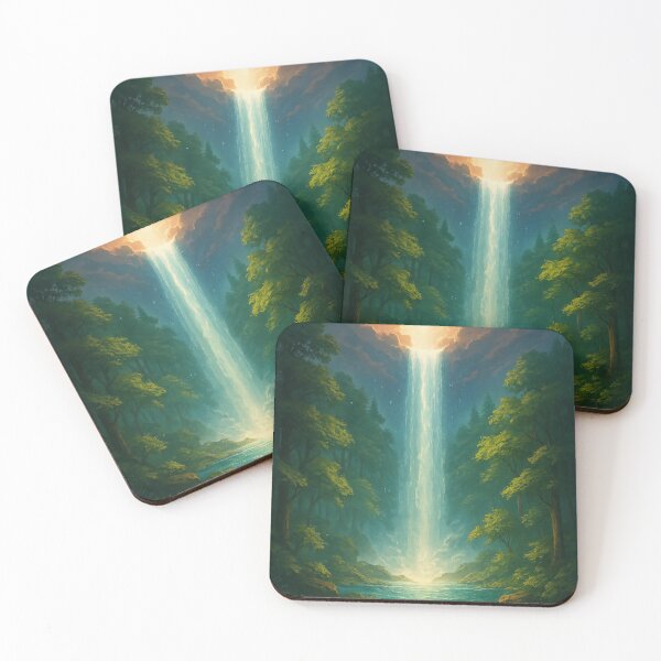 Item preview, Fountain Fall from Heaven in the Woods Design | Mystical Forest Waterfall Scene | Enchanted Nature Dream Graphic | Serene Celestial Wilderness Vibes | Peaceful Outdoor Fantasy Art designed and sold by PaintedPixels01.