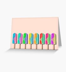 Row of rainbow-colored icecream lollies Greeting Card