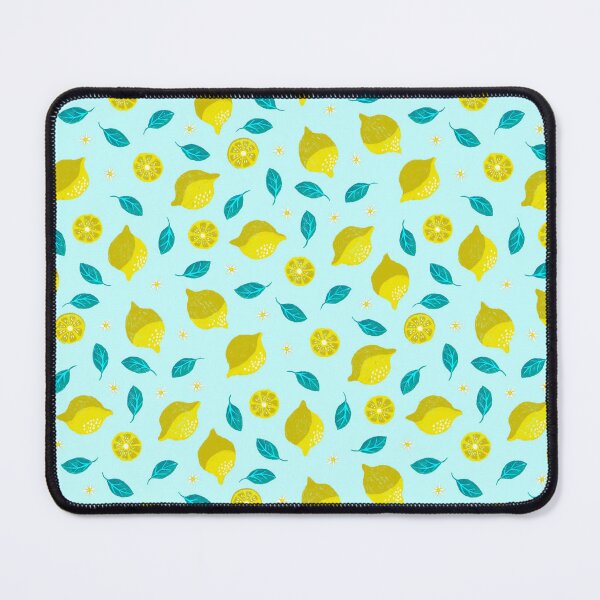 Item preview, Playful lemon blossom design on light blue designed and sold by colorofmagic.