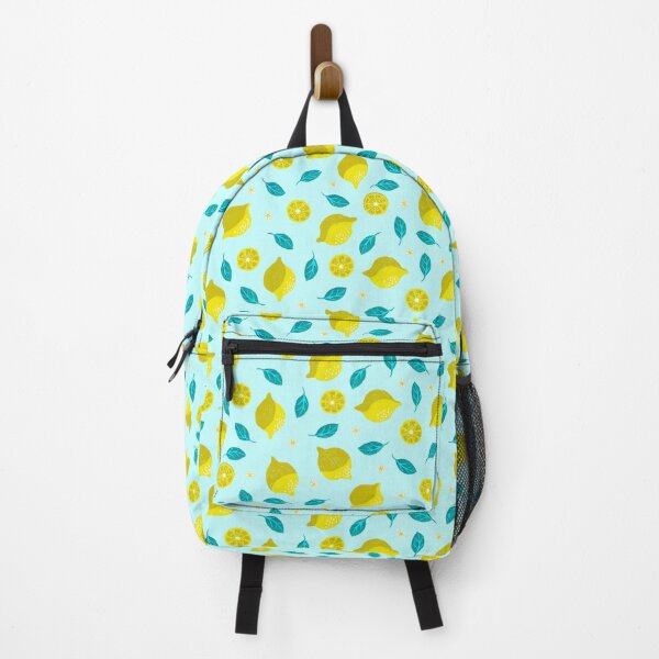 Item preview, Playful lemon blossom design on light blue designed and sold by colorofmagic.