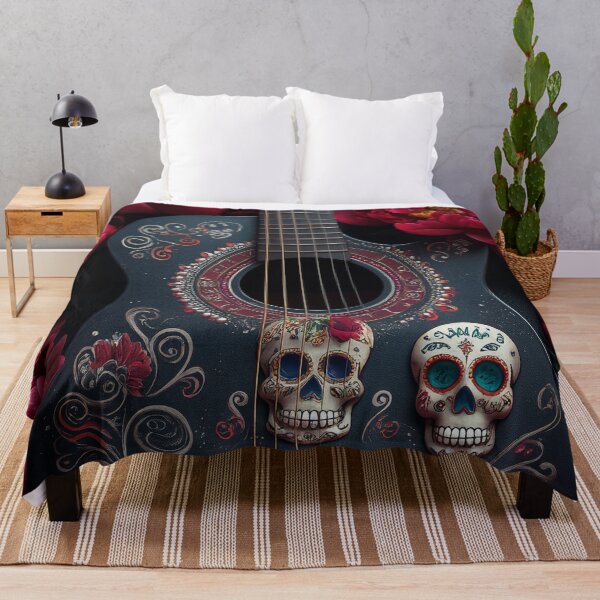 Item preview, Santa Muerte Guitar with Dewy Peonies – Sacred Gothic Art designed and sold by ArtiQreate.
