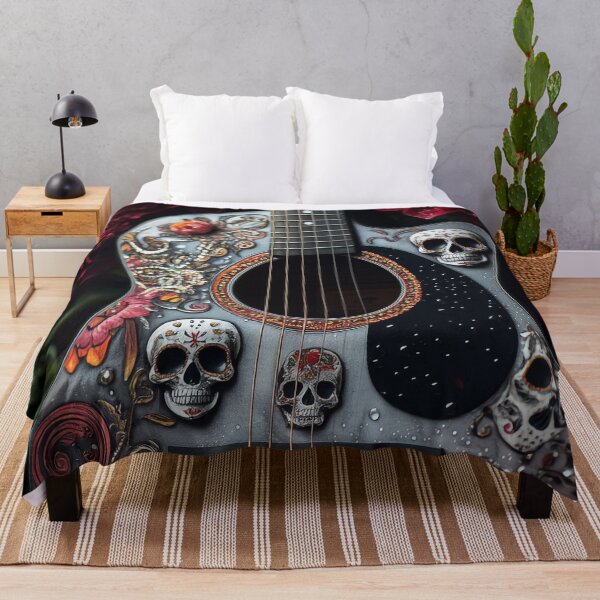 Item preview, Santa Muerte Guitar with Dewy Peonies – Sacred Gothic Art designed and sold by ArtiQreate.