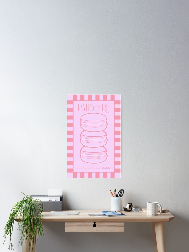 Pink Paris Patisserie Macaron Poster – French Bakery Art Print, Sugar Butter Amour Poster