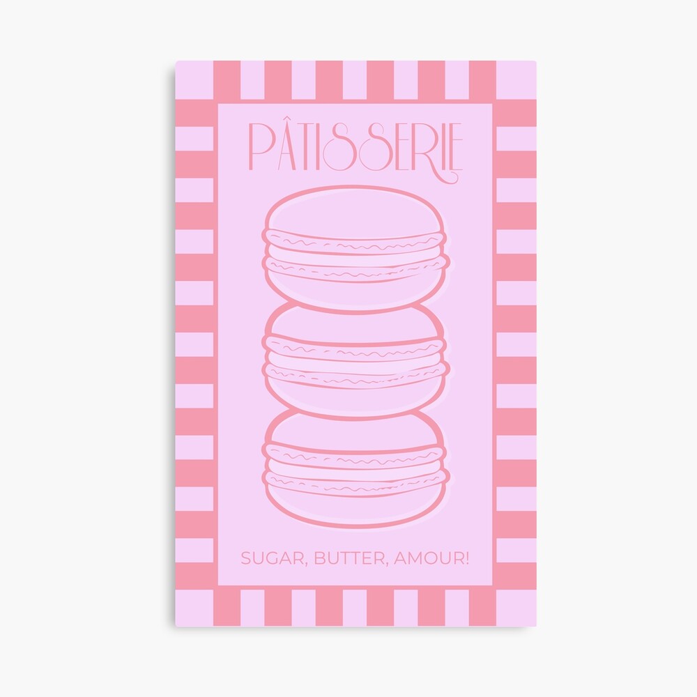 Pink Paris Patisserie Macaron Poster – French Bakery Art Print, Sugar Butter Amour Poster