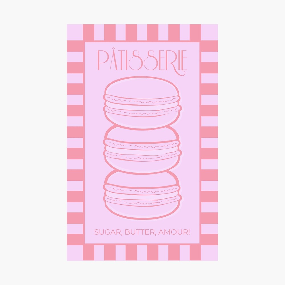 Pink Paris Patisserie Macaron Poster – French Bakery Art Print, Sugar Butter Amour Poster