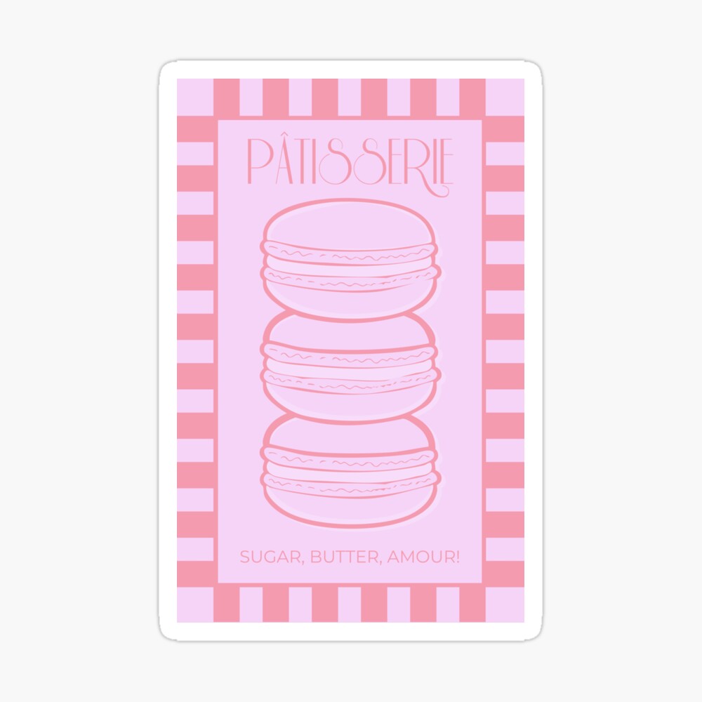 Pink Paris Patisserie Macaron Poster – French Bakery Art Print, Sugar Butter Amour Poster