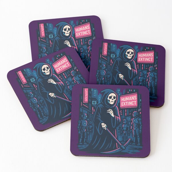 Item preview, No More Souls to Reap – Grim Reaper Cyberpunk AI Dystopia designed and sold by Planthem.
