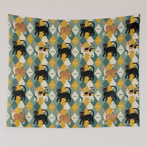 Item preview, Pattern of Cats in Mid Century Modern Style designed and sold by Tamas Das.