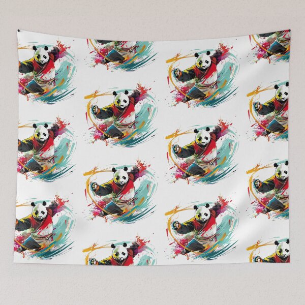 Item preview, Kung Fu Panda - Energetic Panda with Colorful Splash Background designed and sold by Asapusri.