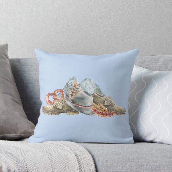 Item preview, Oktoberfest watercolor. German alpine mountain, pretzel, sausage. Bavarian hat, shoes. designed and sold by BartolArt.