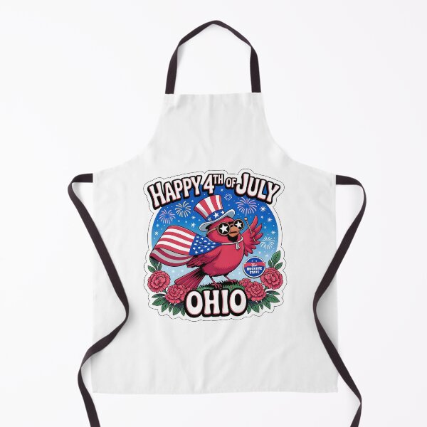 Item preview, Ohio 4th of July Cardinal Sticker – Cute Patriotic Bird with USA Flag, Carnations & Fireworks designed and sold by Nuist25.