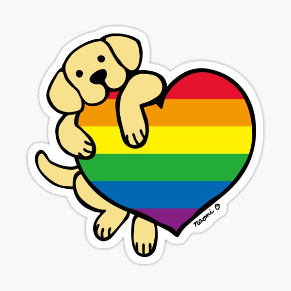 Item preview, Yellow Labrador and Rainbow Pride Heart designed and sold by HappyLabradors.