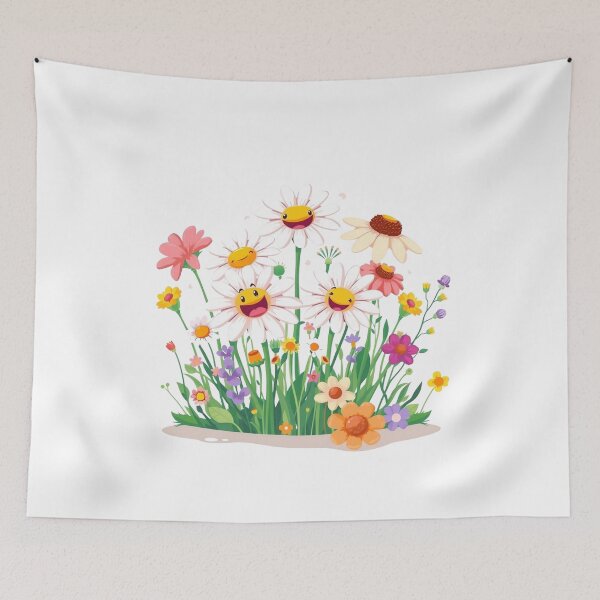 Item preview, Cheerful Garden of Smiling Flowers designed and sold by TwoDotsStudio.