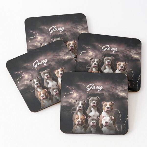 Item preview, Powerful Pitbull Gang Art – Bold Dog Pack with Thunderstorm Background designed and sold by HelloSol!.