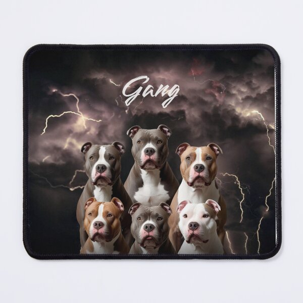 Item preview, Powerful Pitbull Gang Art – Bold Dog Pack with Thunderstorm Background designed and sold by HelloSol!.