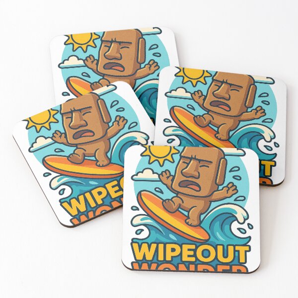 Item preview, Wipeout Moai Chibi Surf Fail Sticker designed and sold by LessSugar.