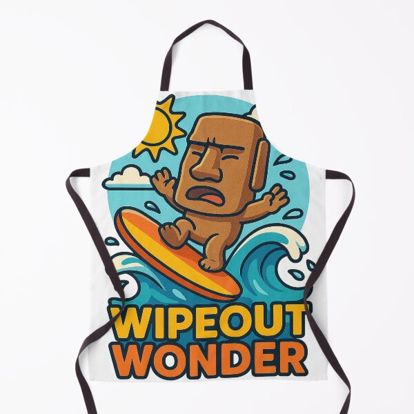 Item preview, Wipeout Moai Chibi Surf Fail Sticker designed and sold by LessSugar.