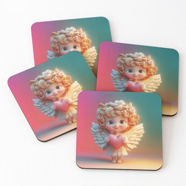 Item preview, Cute Angel Girl with Pink Heart - Adorable Cartoon Love Illustration designed and sold by Art of Ngu.