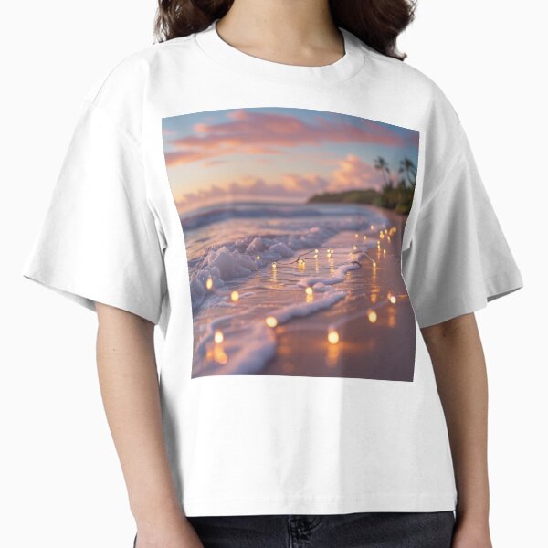 Item preview, Beautiful Hawaiian beach at sunset with lights designed and sold by immagymnast.