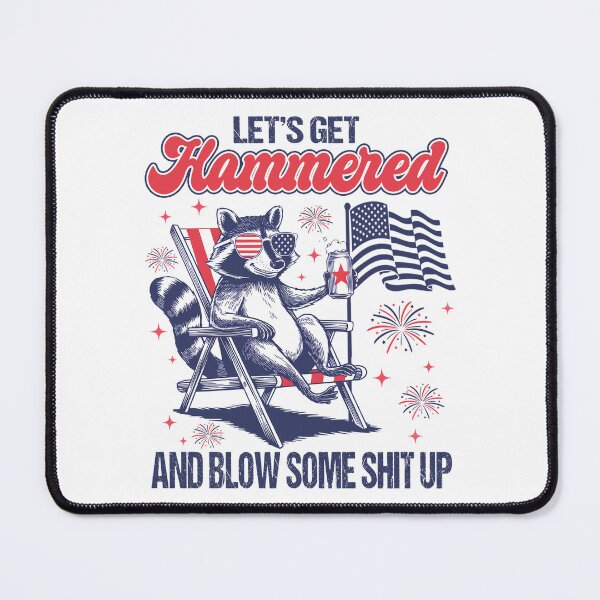 Item preview, Let's Get Hammered, Feral But Free, Funny Raccoon, 4th of July designed and sold by vintagearttee.