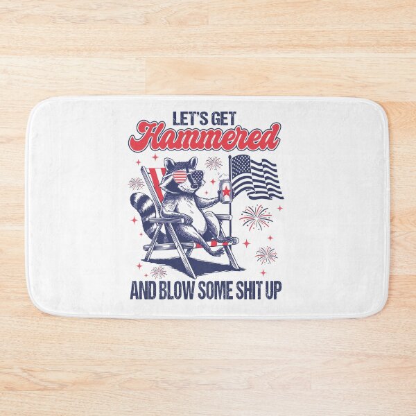 Item preview, Let's Get Hammered, Feral But Free, Funny Raccoon, 4th of July designed and sold by vintagearttee.