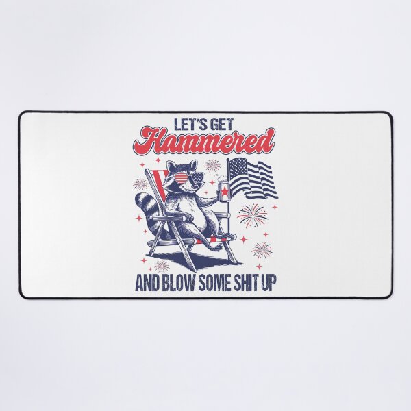 Item preview, Let's Get Hammered, Feral But Free, Funny Raccoon, 4th of July designed and sold by vintagearttee.