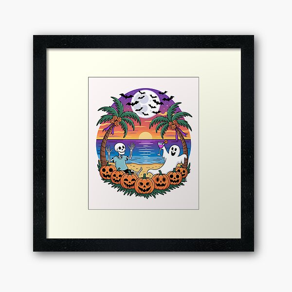 Vista previa del artículo con la obra «Vibraciones de Halloween de la fiesta de esqueletos en la playa de Summerween», diseñado y vendido por diyoor.