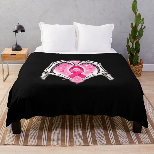 Item preview, Breast cancer Skeleton Hand Heart Sign Pink Ribbon Awareness designed and sold by diyoor.