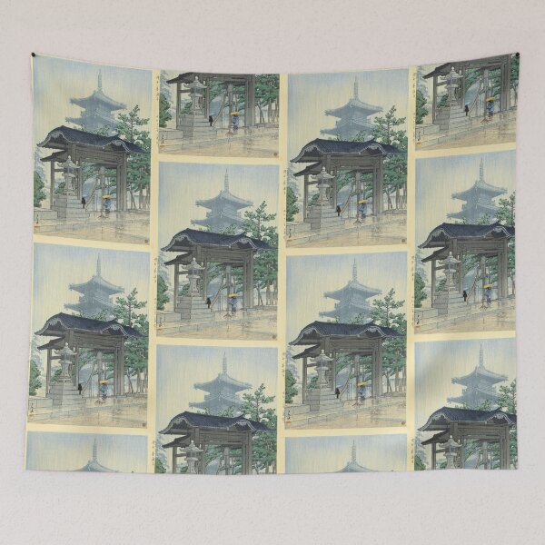 Item preview, De Zensetsu Tempel in Sanshu by Hasui Kawase | Japanese Temple Poster | Ukiyo-e Art | Japandi Home Decor designed and sold by artofuniverse.