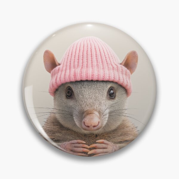 Item preview, Cozy Armadillo Wearing Pink Winter Hat Trendy Animal Fashion Artwork designed and sold by LazyOwlStore.