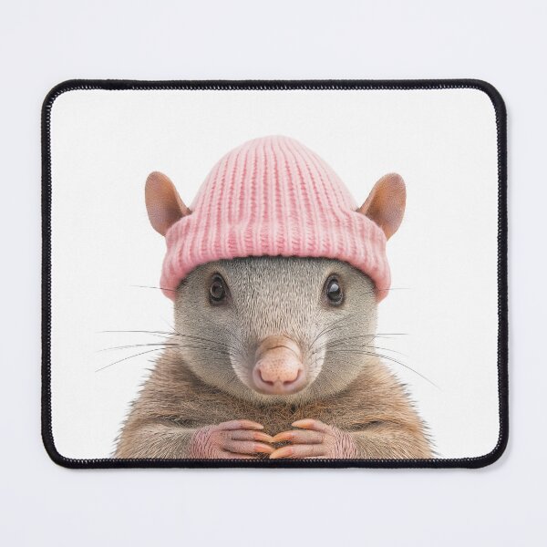 Item preview, Cozy Armadillo Wearing Pink Winter Hat Trendy Animal Fashion Artwork designed and sold by LazyOwlStore.