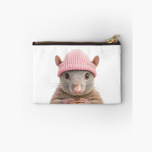 Item preview, Cozy Armadillo Wearing Pink Winter Hat Trendy Animal Fashion Artwork designed and sold by LazyOwlStore.