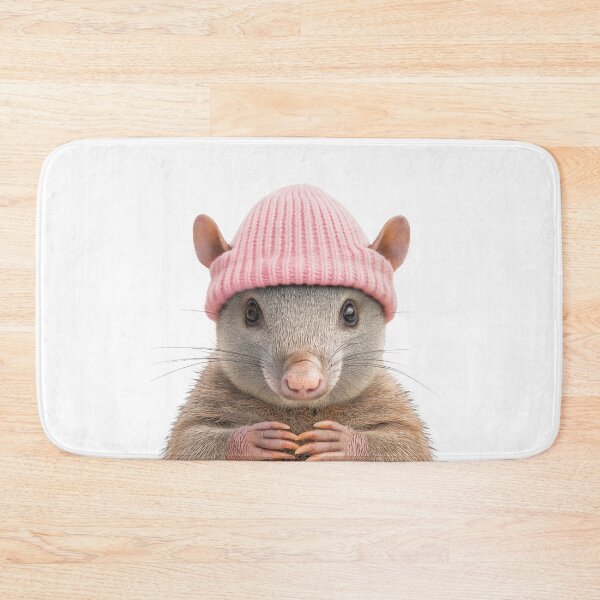 Item preview, Cozy Armadillo Wearing Pink Winter Hat Trendy Animal Fashion Artwork designed and sold by LazyOwlStore.