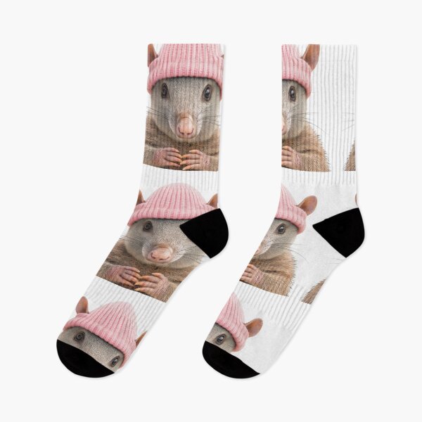 Item preview, Cozy Armadillo Wearing Pink Winter Hat Trendy Animal Fashion Artwork designed and sold by LazyOwlStore.