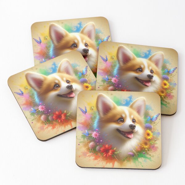 Item preview, Smiling Corgi & Flower Magic – Heartwarming Print designed and sold by Cuddle critters.