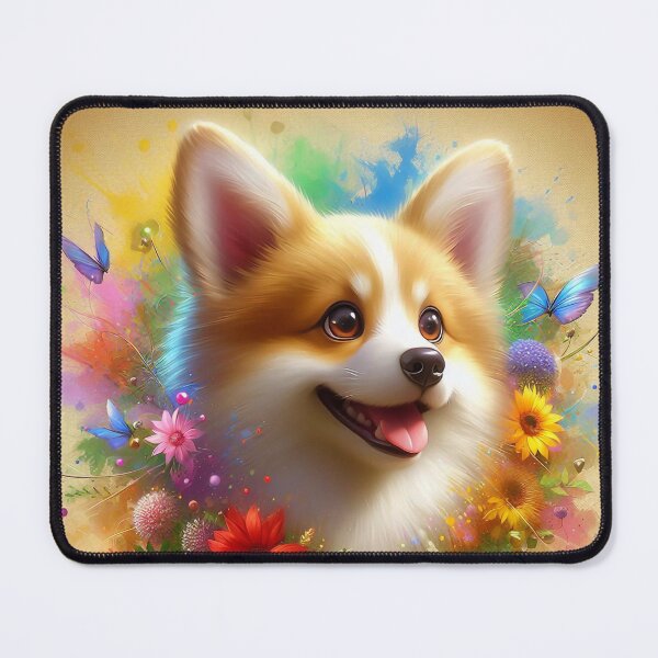 Item preview, Smiling Corgi & Flower Magic – Heartwarming Print designed and sold by Cuddle critters.