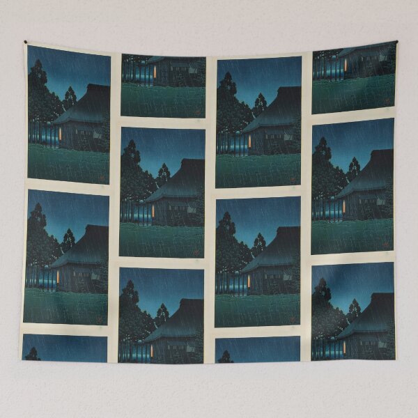 Item preview, Evening Rain at a Lakeside Tearoom by Hasui Kawase | Japanese Rain Poster | Japandi Wall Art | Tranquil Lakeside Scene designed and sold by artofuniverse.